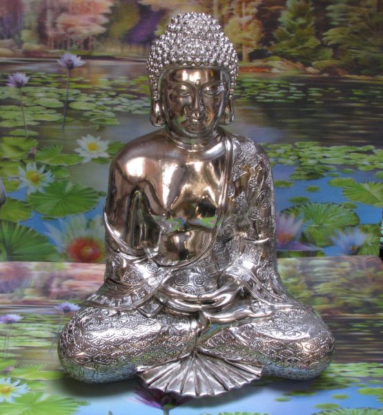 Boeddha zilver 30cm