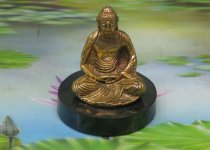 Bronzen Boeddha 4cm op shungiet voet